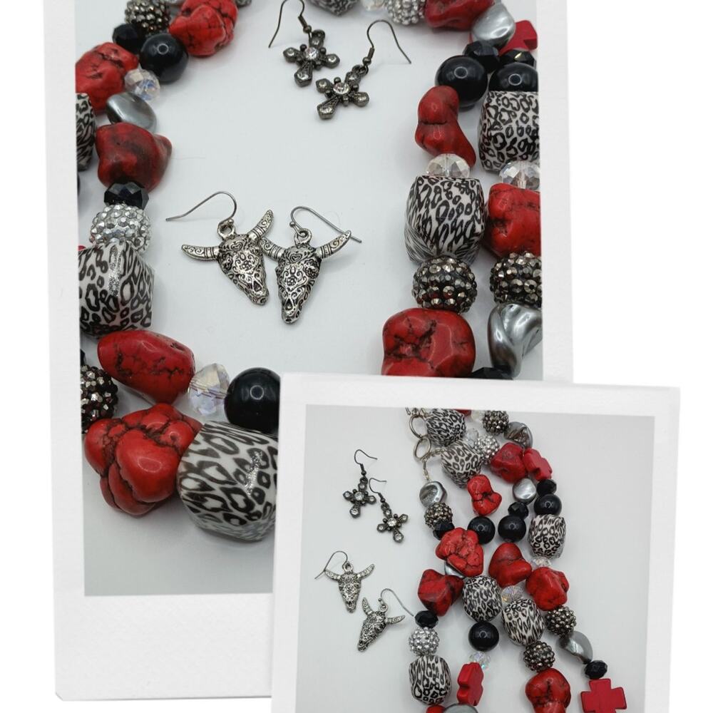 Western Glam Statement Necklace Set – 3 Pieces